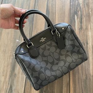 NWT Coach Bennett Satchel Signature Canvas Black Boston Bag
